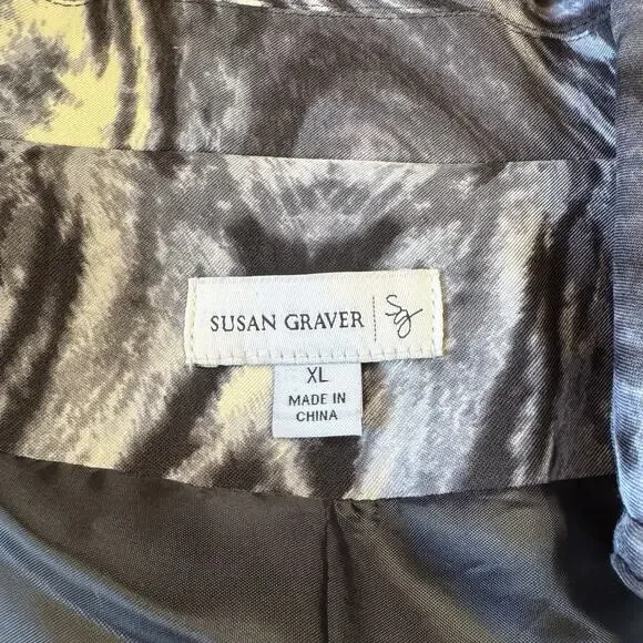 Susan Graver Animal Print Trench Coat Black and White Belt Included Size XL - Picture 2 of 6